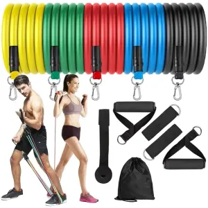 11-Piece TPE Resistance Band Set with Door Anchor - Handles & Ankle Straps