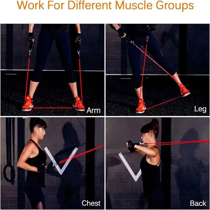 11-Piece TPE Resistance Band Set with Door Anchor - Handles & Ankle Straps