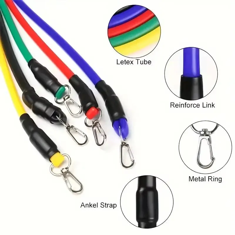 11-Piece TPE Resistance Band Set with Door Anchor - Handles & Ankle Straps