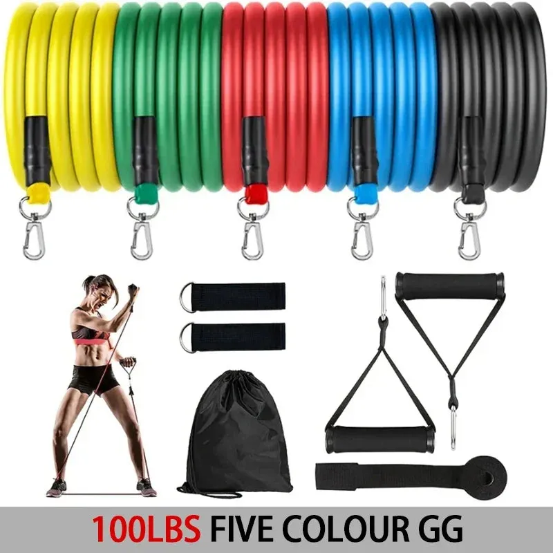11-Piece TPE Resistance Band Set with Door Anchor - Handles & Ankle Straps