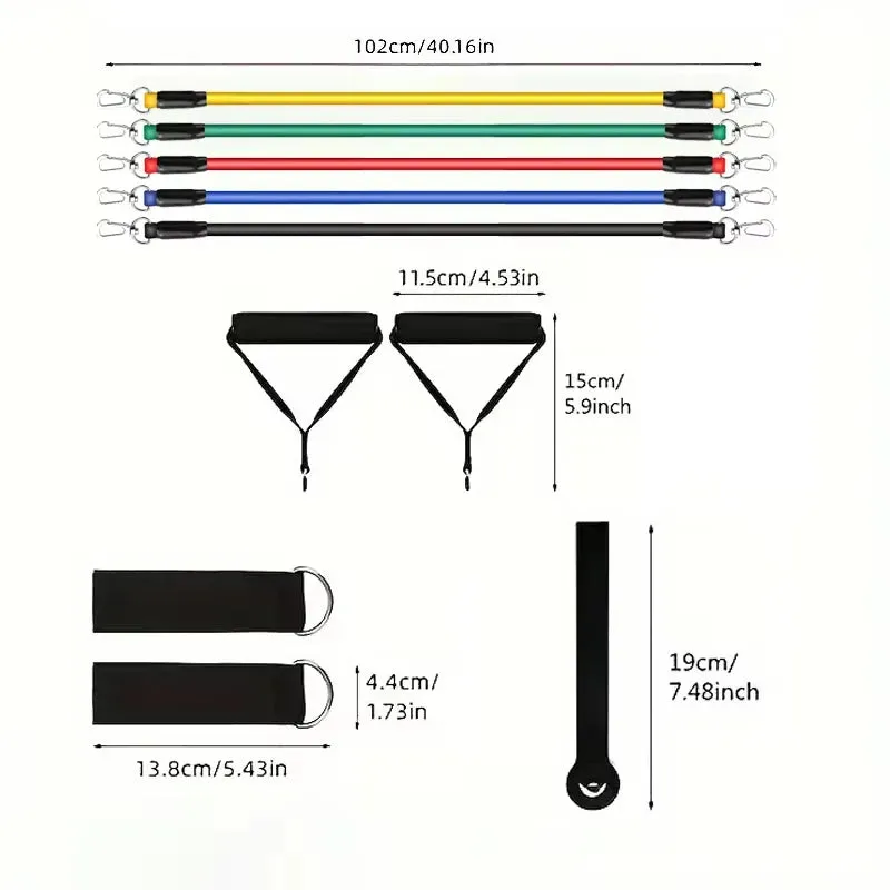 11-Piece TPE Resistance Band Set with Door Anchor - Handles & Ankle Straps