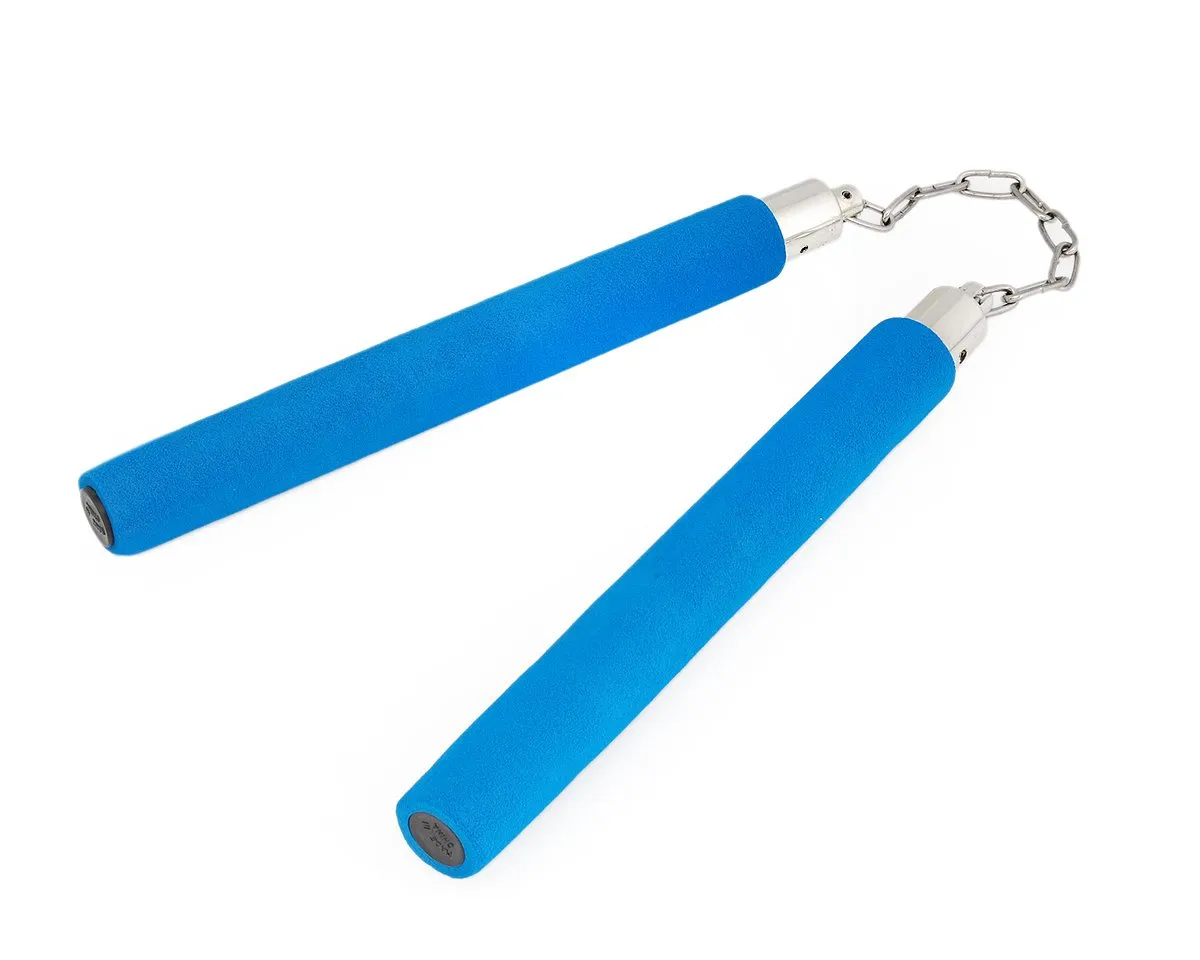 12'' Practice Foam Padded Nunchaku with Steel Swivel Chain - Blue