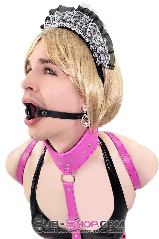 1442A-M-SIS      Pretty Sissy Slave Sissy Bimbo Hussy Smooth Plastic Ring Gag, Medium Ring