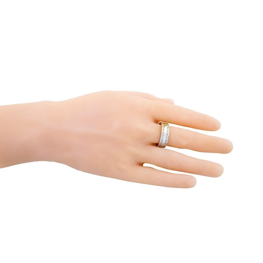 14k Gold Two Tone Wedding Band Ring 1.44 Ctw