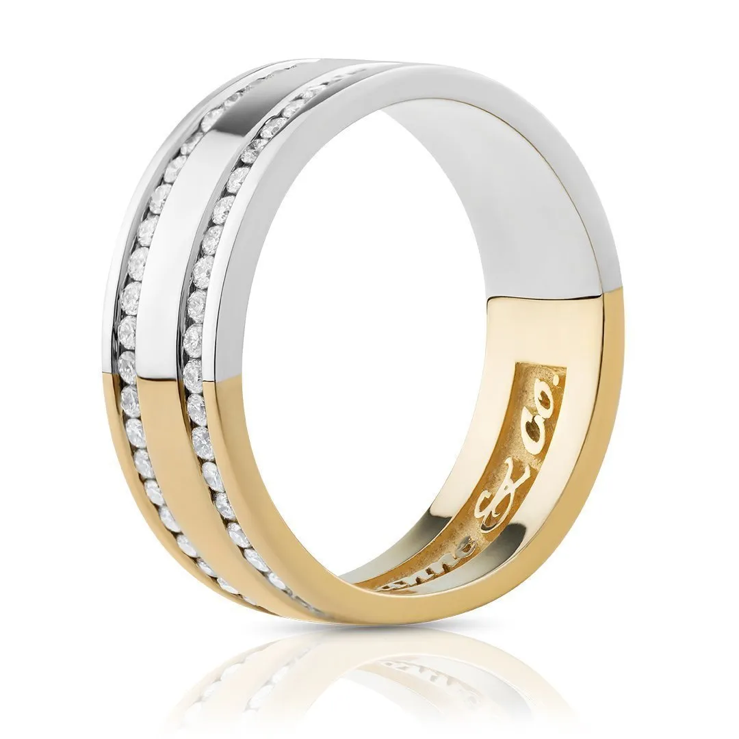 14k Gold Two Tone Wedding Band Ring 1.44 Ctw