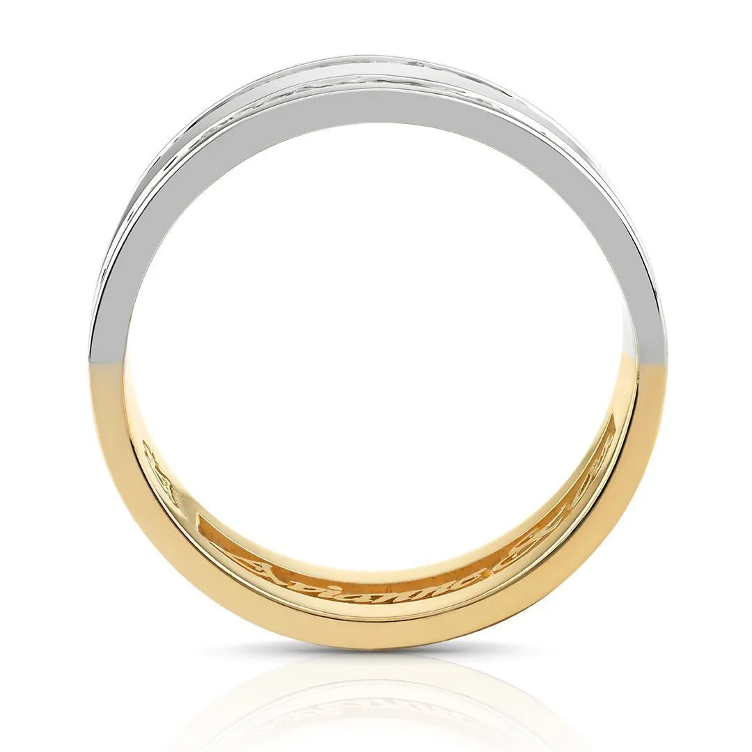 14k Gold Two Tone Wedding Band Ring 1.44 Ctw