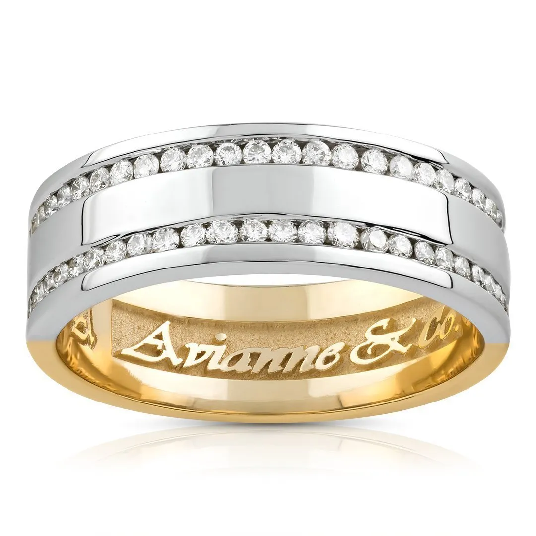 14k Gold Two Tone Wedding Band Ring 1.44 Ctw
