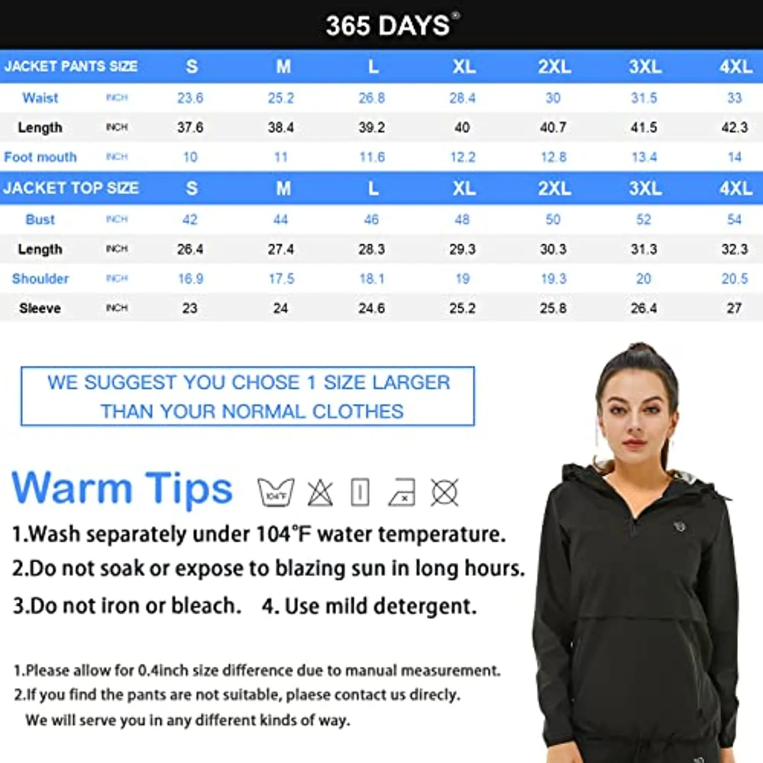 365 DAYS Sauna Suit for Women Weight Loss Sweat Suit Slim Fitness Clothes