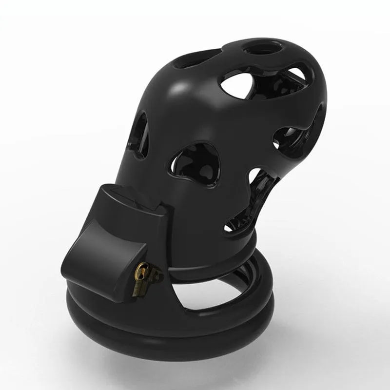 6863M  Black ABS Chastity Tease Cage Lightweight Device   4 Rings