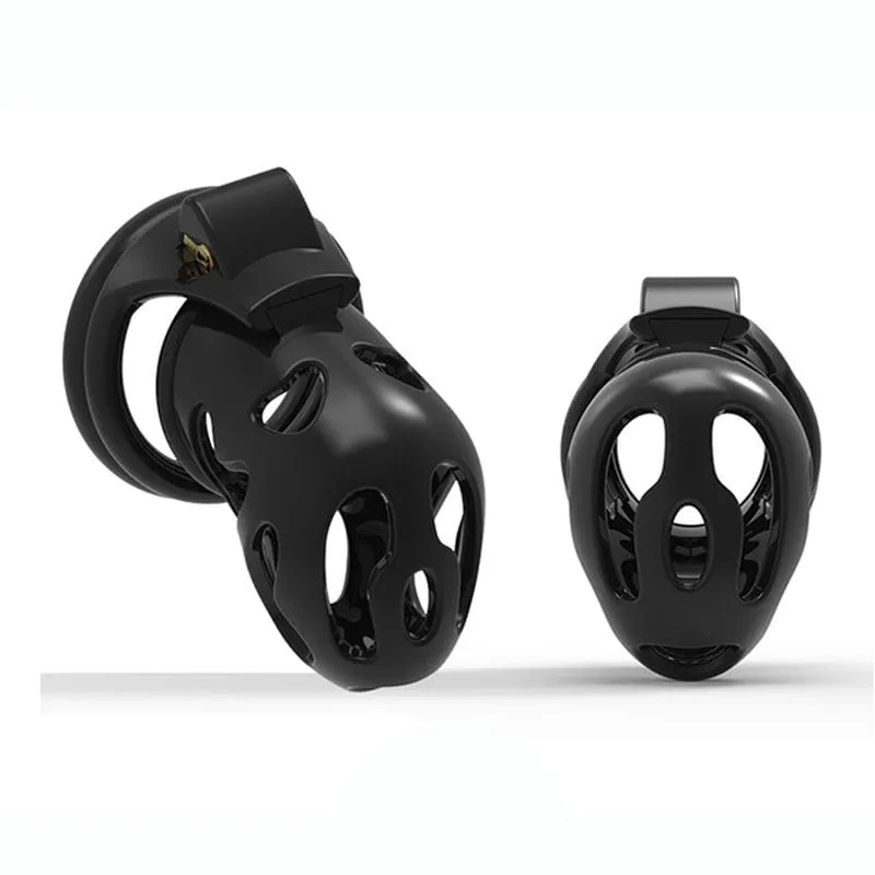 6863M  Black ABS Chastity Tease Cage Lightweight Device   4 Rings
