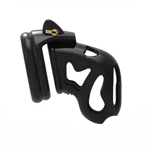 6863M  Black ABS Chastity Tease Cage Lightweight Device   4 Rings