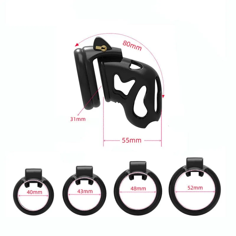 6863M  Black ABS Chastity Tease Cage Lightweight Device   4 Rings