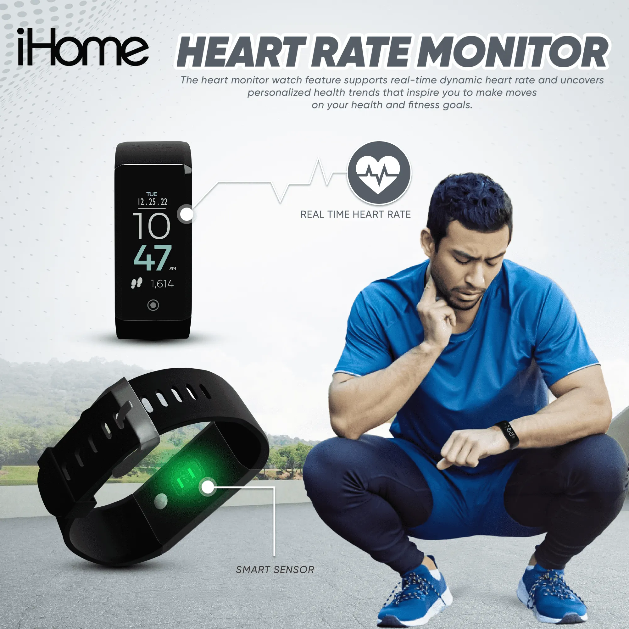 Activity Tracker Watch w/  Heart Rate Monitor, IP67 Waterproof Fitness Wristband w/ Step, Calorie Counter