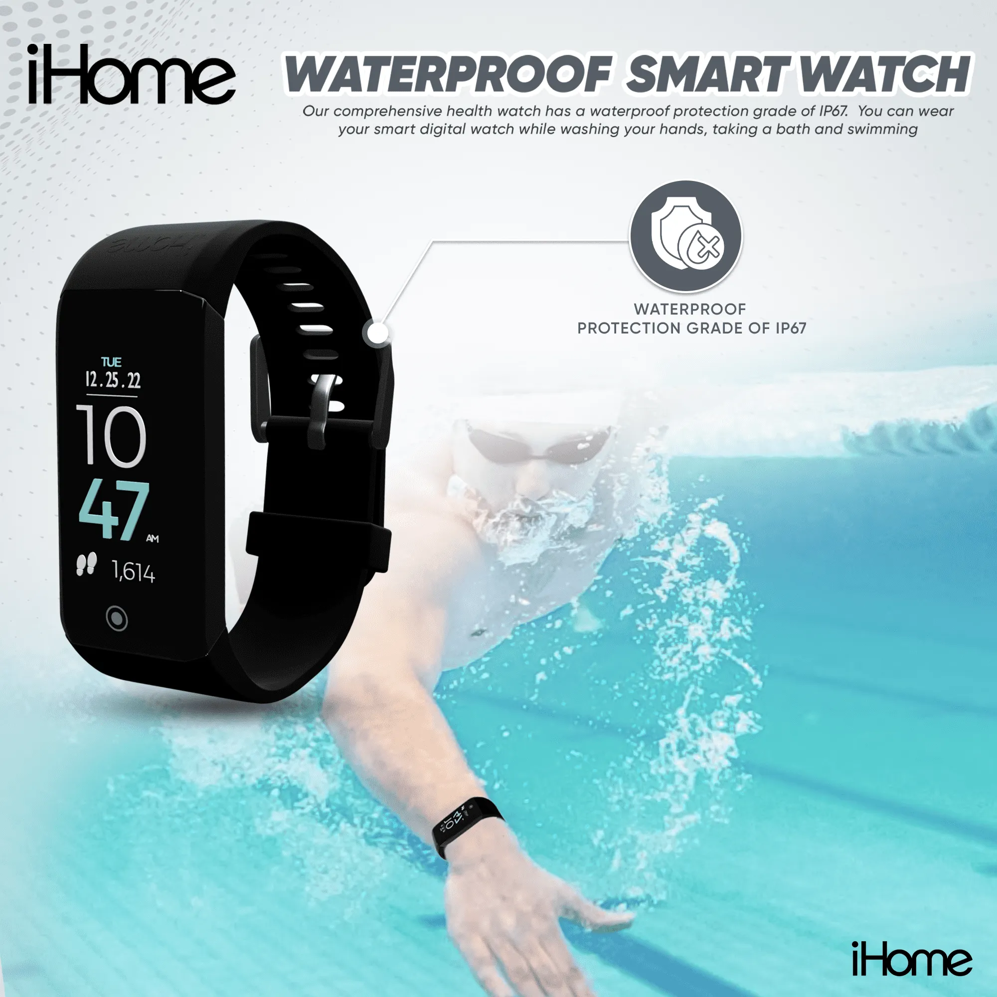 Activity Tracker Watch w/  Heart Rate Monitor, IP67 Waterproof Fitness Wristband w/ Step, Calorie Counter
