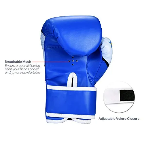 Adicop Kids Boxing Gloves for 4-12 Years Old Youth Boys Girls Boxing Training Gloves Sparring Boxing Gloves for Punching Bag Kickboxing Muay Thai MMA (Blue)