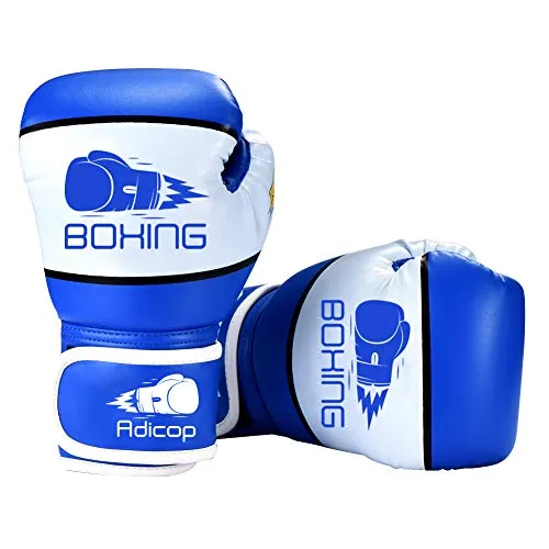 Adicop Kids Boxing Gloves for 4-12 Years Old Youth Boys Girls Boxing Training Gloves Sparring Boxing Gloves for Punching Bag Kickboxing Muay Thai MMA (Blue)