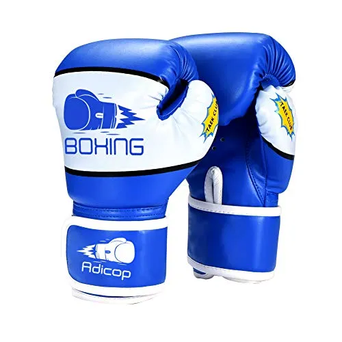 Adicop Kids Boxing Gloves for 4-12 Years Old Youth Boys Girls Boxing Training Gloves Sparring Boxing Gloves for Punching Bag Kickboxing Muay Thai MMA (Blue)