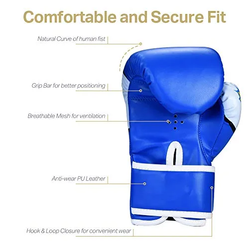 Adicop Kids Boxing Gloves for 4-12 Years Old Youth Boys Girls Boxing Training Gloves Sparring Boxing Gloves for Punching Bag Kickboxing Muay Thai MMA (Blue)