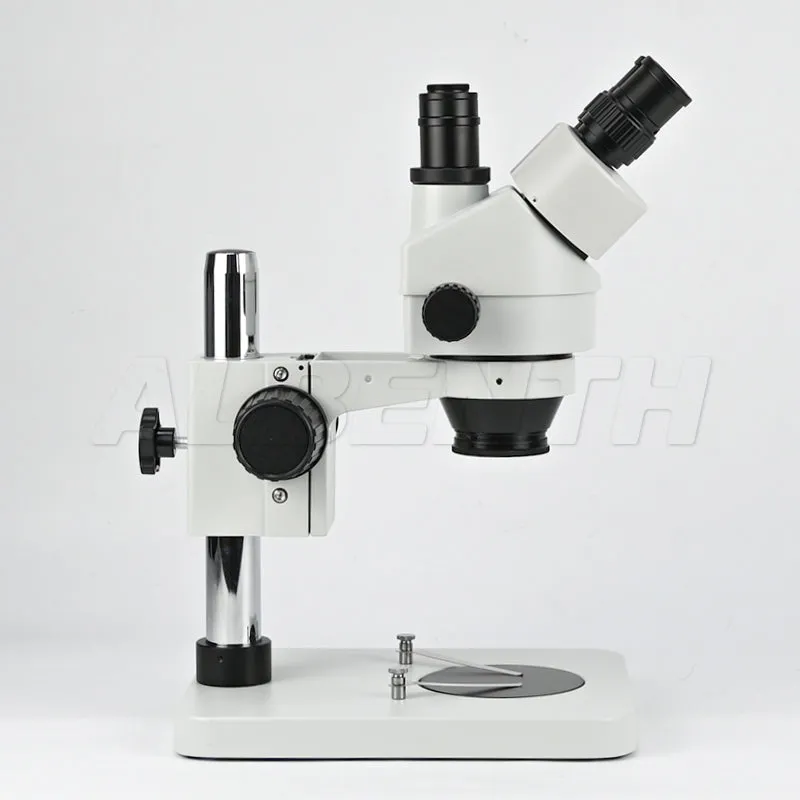 Albenth 7-45X Trinocular Zoom Stereo Microscope on Pole Stand With 0.5X Auxiliary Lens