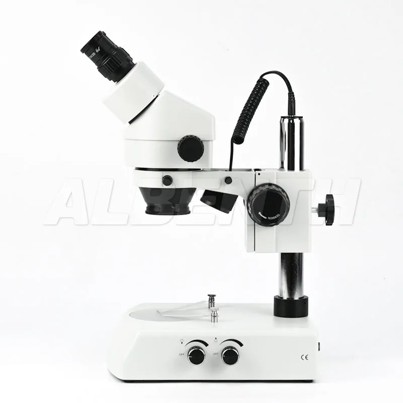 Albenth 7X-45X Binocular Stereo Zoom Microscope with Incident and Transmitted Light Source