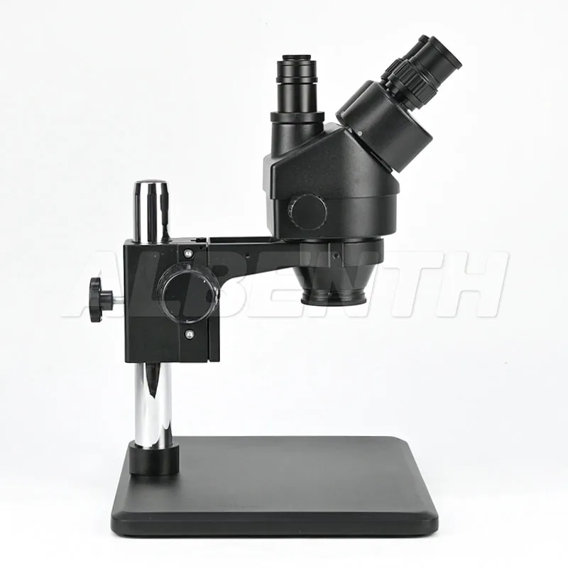 Albenth 7X-45X Black Zoom Trinocular Stereo Microscope With 0.5X Auxiliary Lens