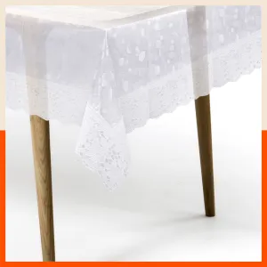 Albus Plastic Table Cover with White Lace for Dining Table at Home - Rectangular - (60" x 120") | Pebbles