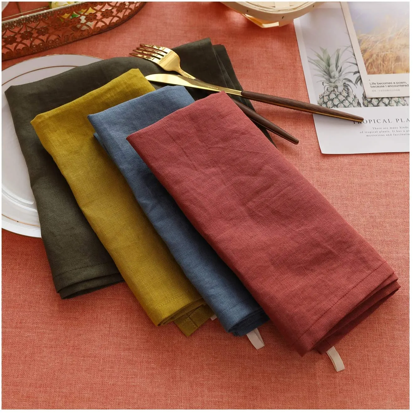 Amazhiyu Linen Table Runner for Dinner Dining Office Kitchen Table