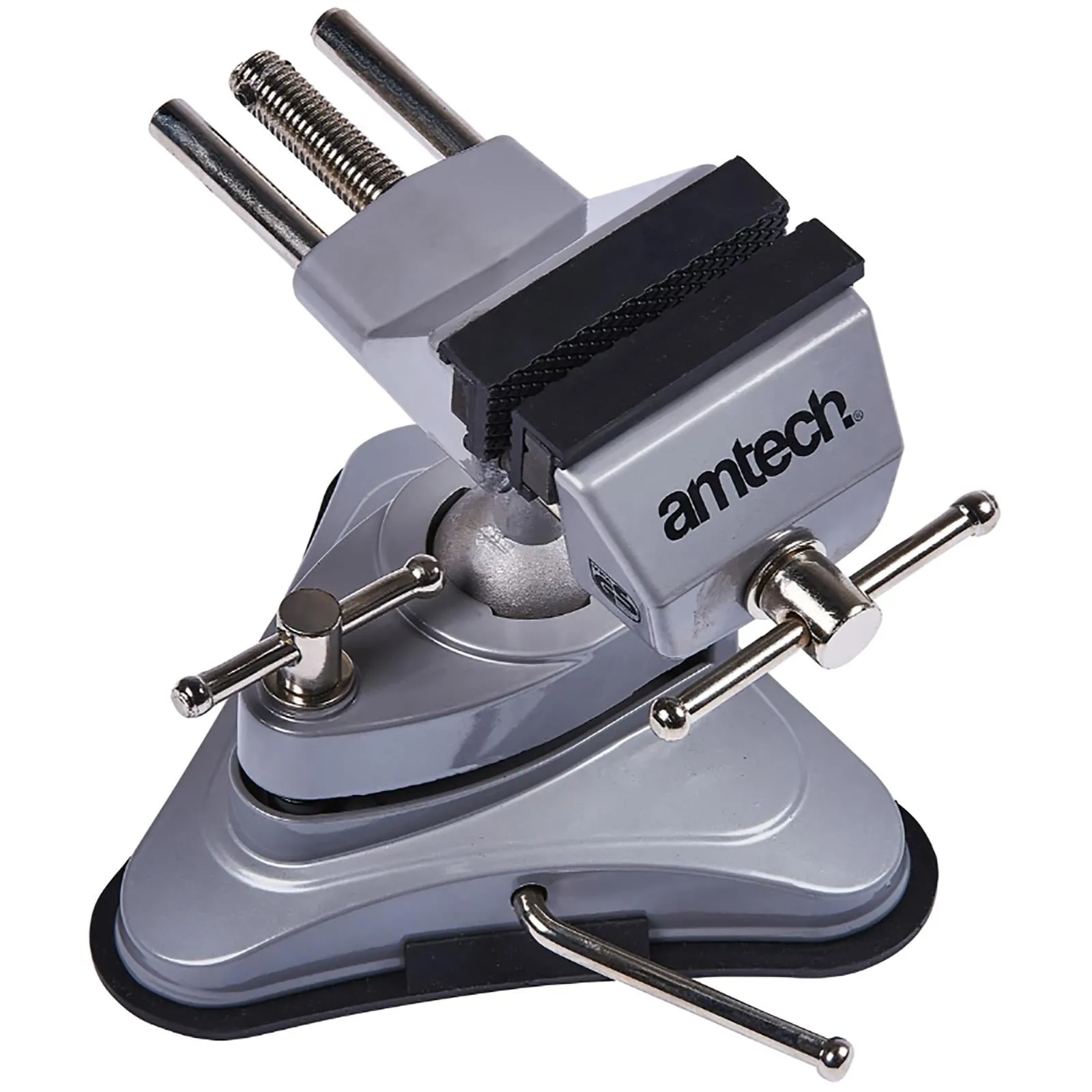 Amtech Bench Vice Clamp Table Suction Base Soft Jaws Rotating 70mm 2.75