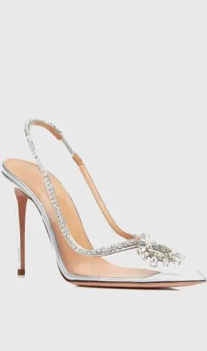 Arabela Rhinestone Embellished Pumps - Silver