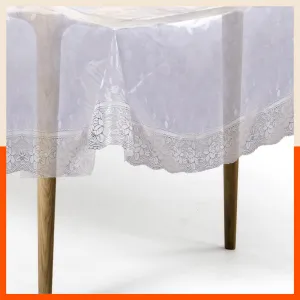 Argento Plastic Table Cover with Silver Lace for Dining Table at Home - Rectangular - (60" x 90") | Pebbles