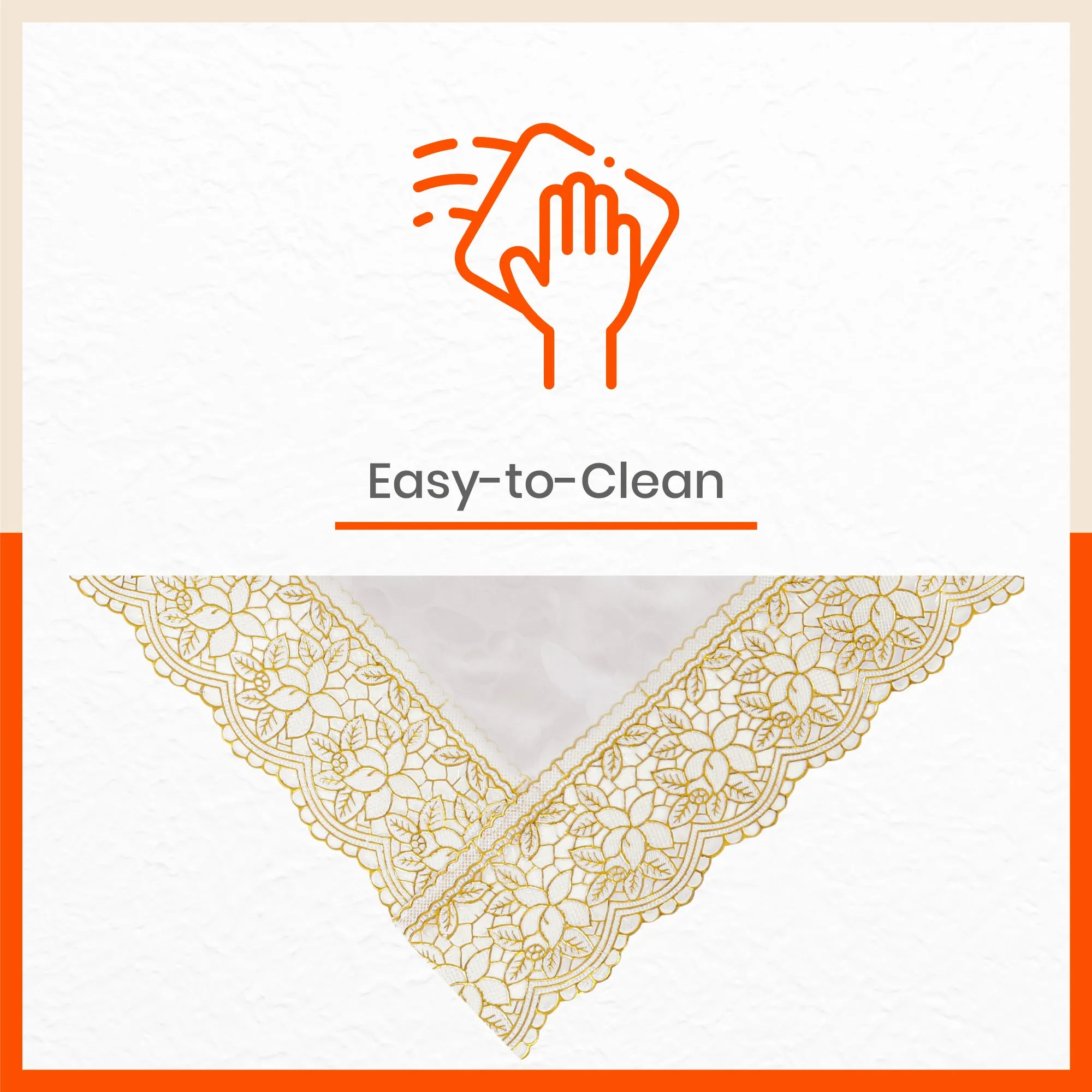 Aurum Plastic Table Cover with Golden Lace for Dining Table at Home - Rectangular - (60" x 120") | Pebbles