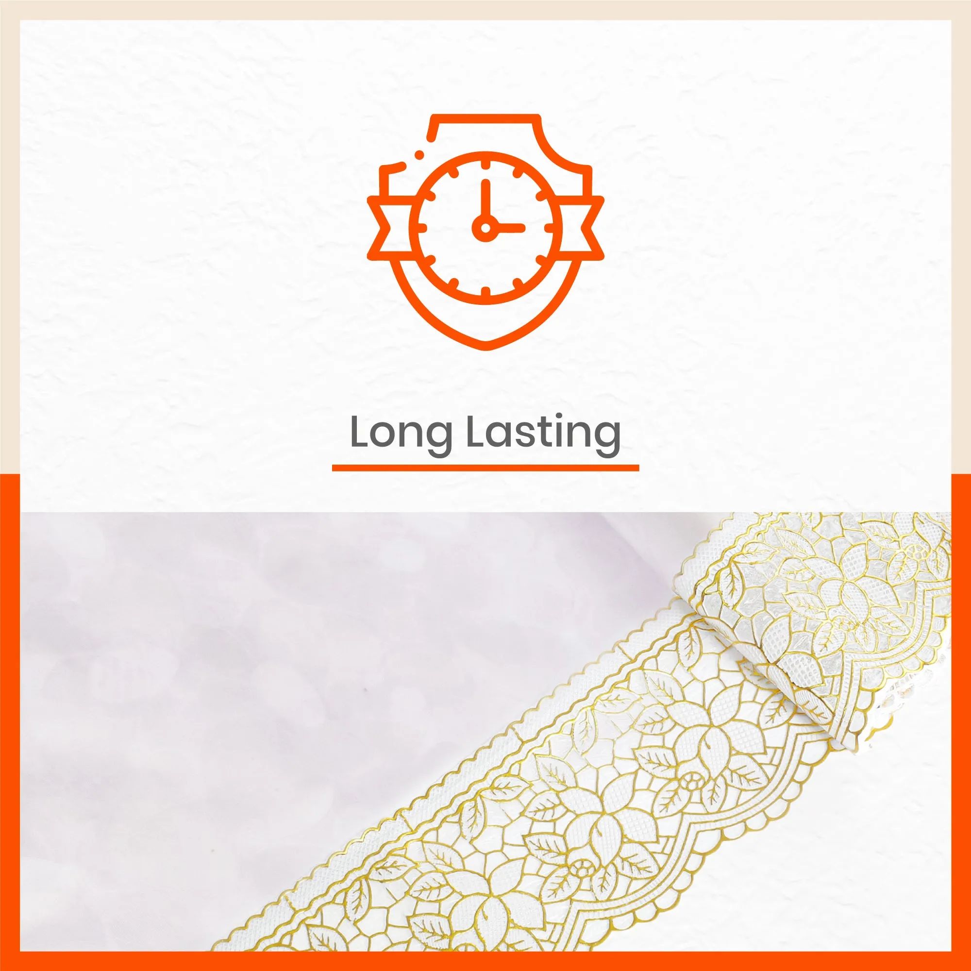 Aurum Plastic Table Cover with Golden Lace for Dining Table at Home - Rectangular - (60" x 120") | Pebbles
