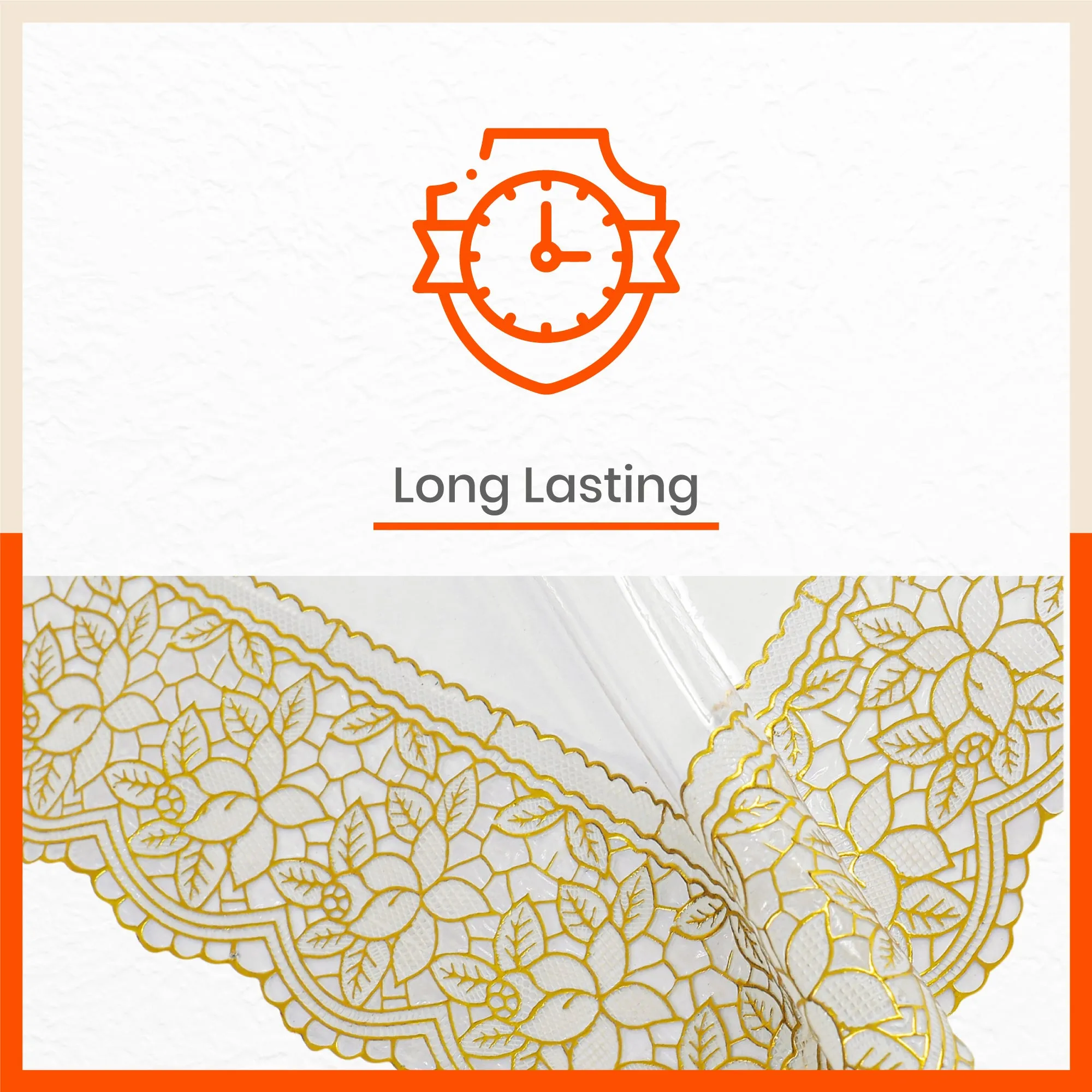 Aurum Plastic Table Cover with Golden Lace for Dining Table at Home - Rectangular - (60" x 120") | Plain