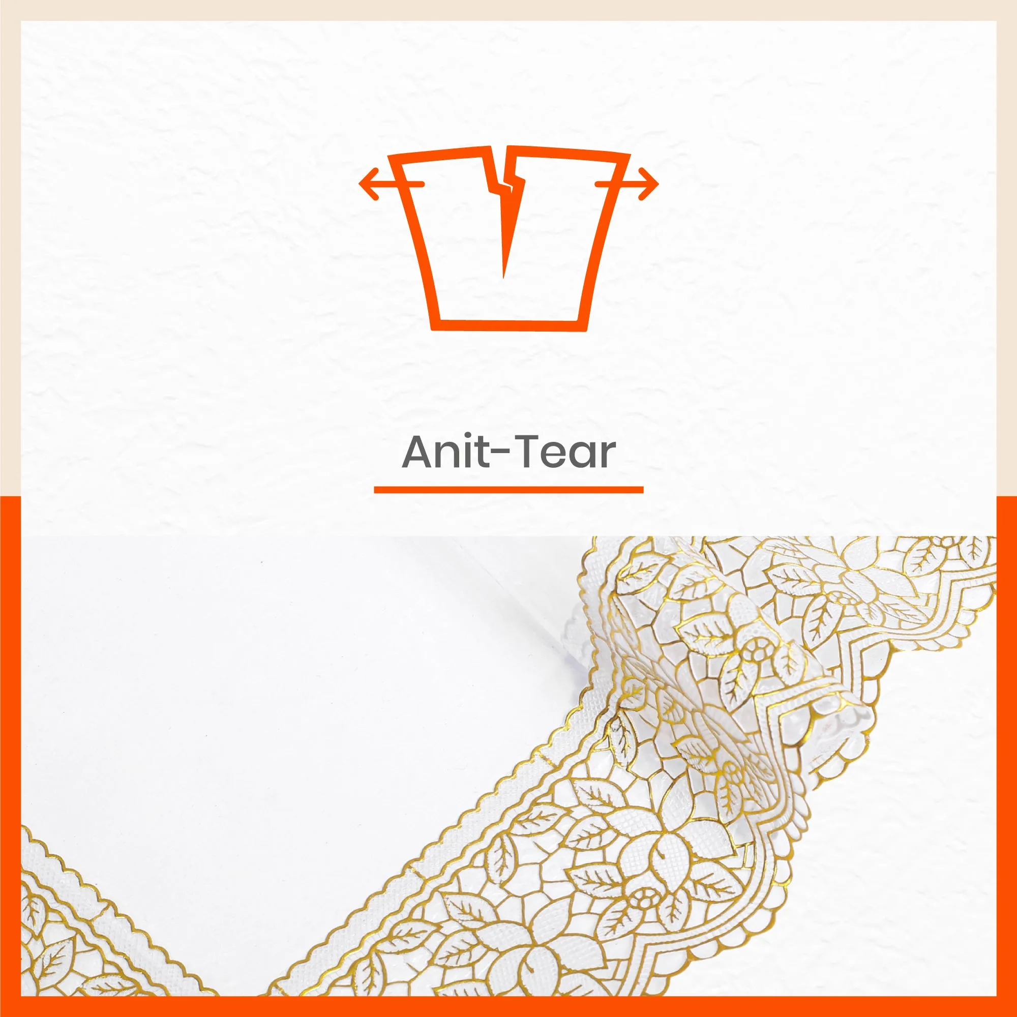 Aurum Plastic Table Cover with Golden Lace for Dining Table at Home - Rectangular - (60" x 120") | Plain
