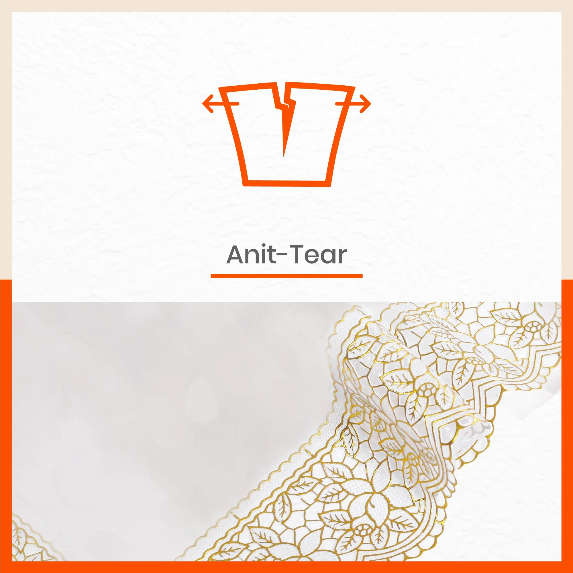 Aurum Plastic Table Cover with Golden Lace for Dining Table at Home - Rectangular - (60" x 90") | Pebbles