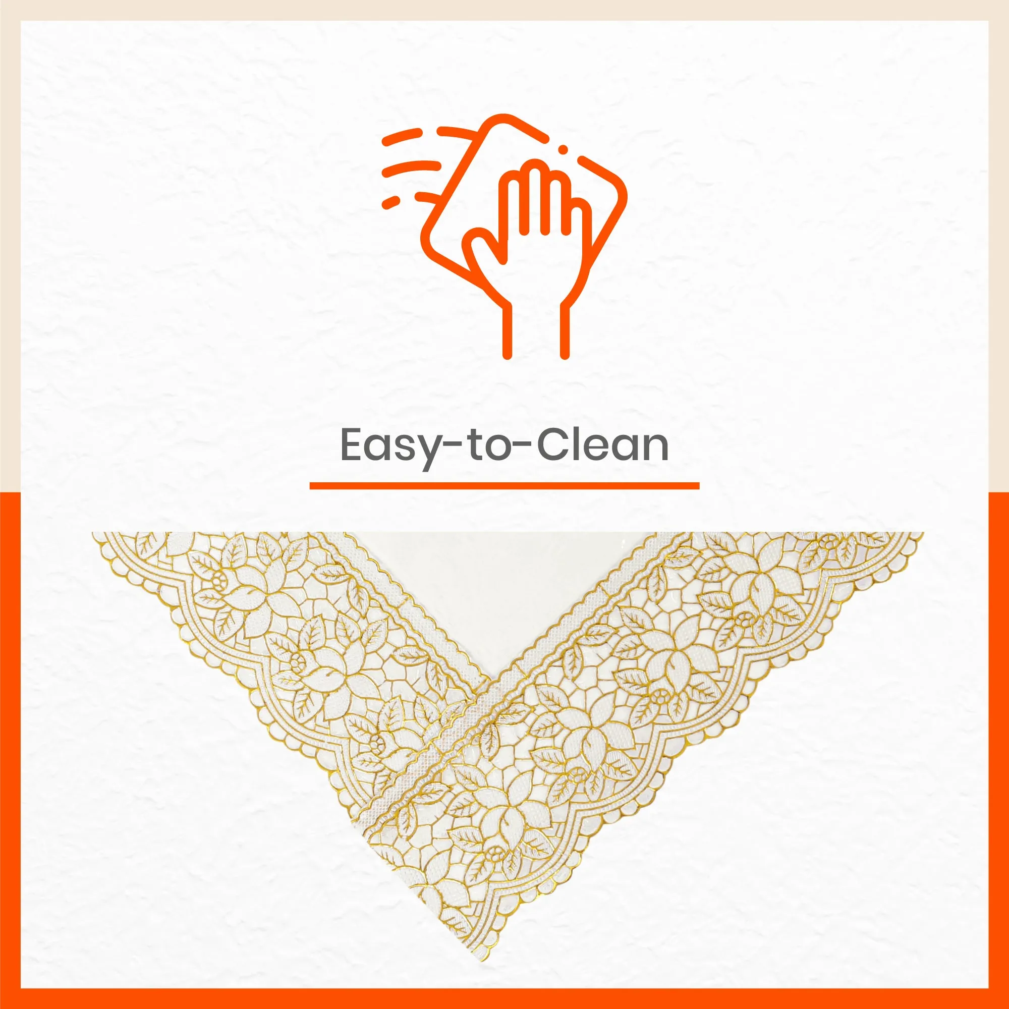 Aurum Plastic Table Cover with Golden Lace for Dining Table at Home - Rectangular - (60" x 90") | Plain