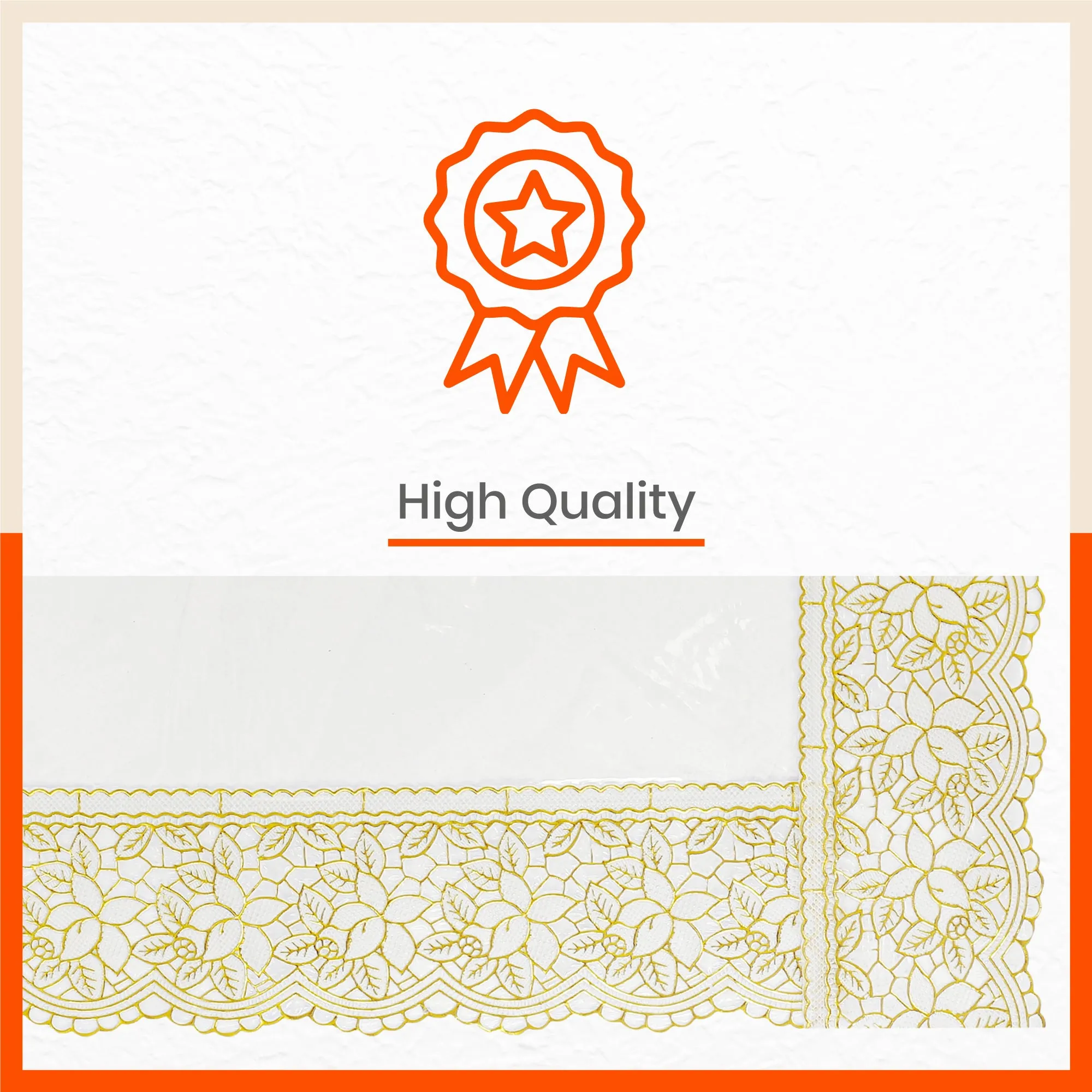 Aurum Plastic Table Cover with Golden Lace for Dining Table at Home - Rectangular - (60" x 90") | Plain