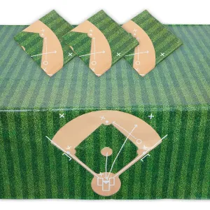 Baseball Birthday Party Plastic Table Cover (54 X in 3 Pack) Green