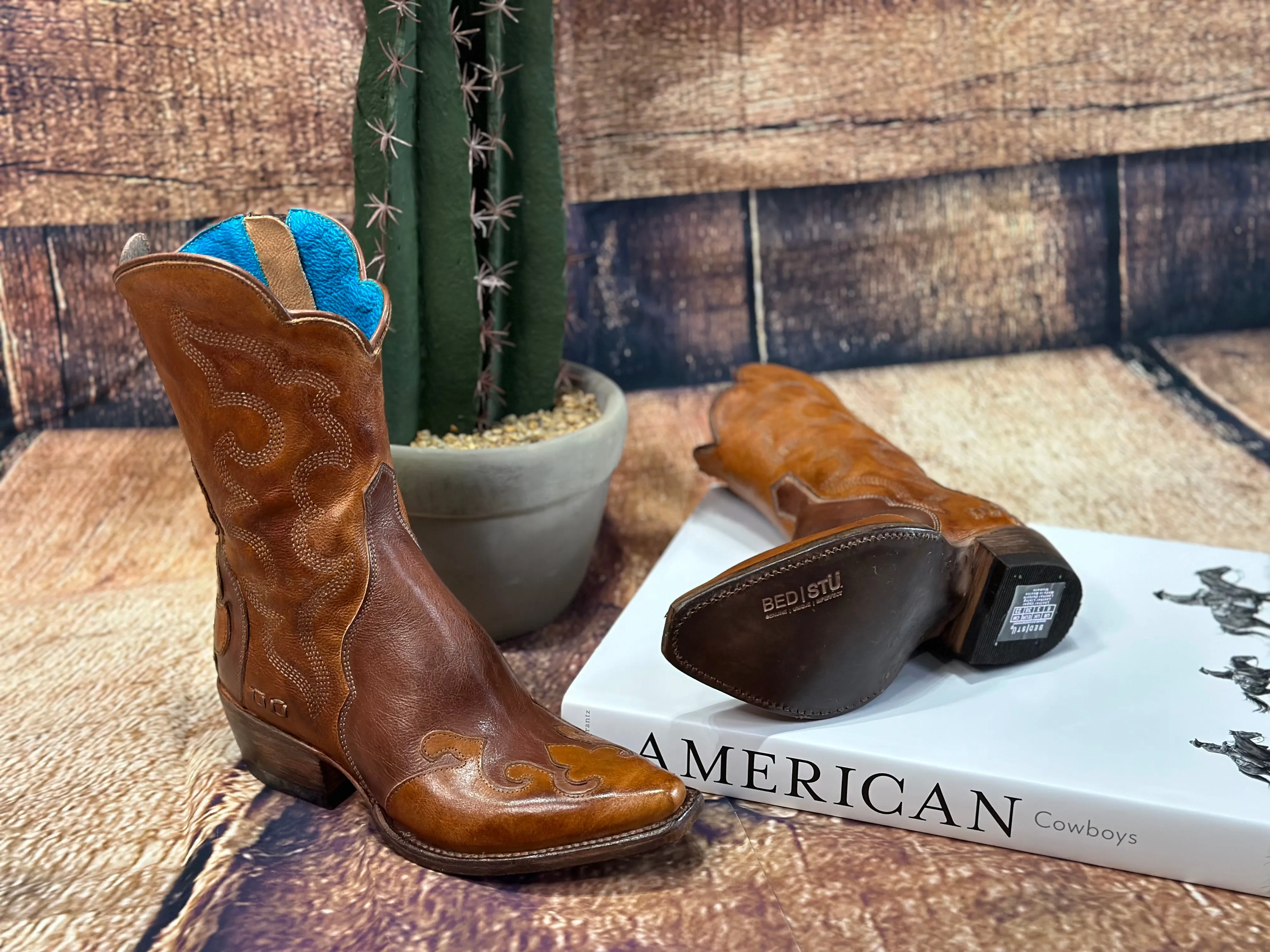 Bedstu Deuce Pecan/Almond Rustic Western Boots