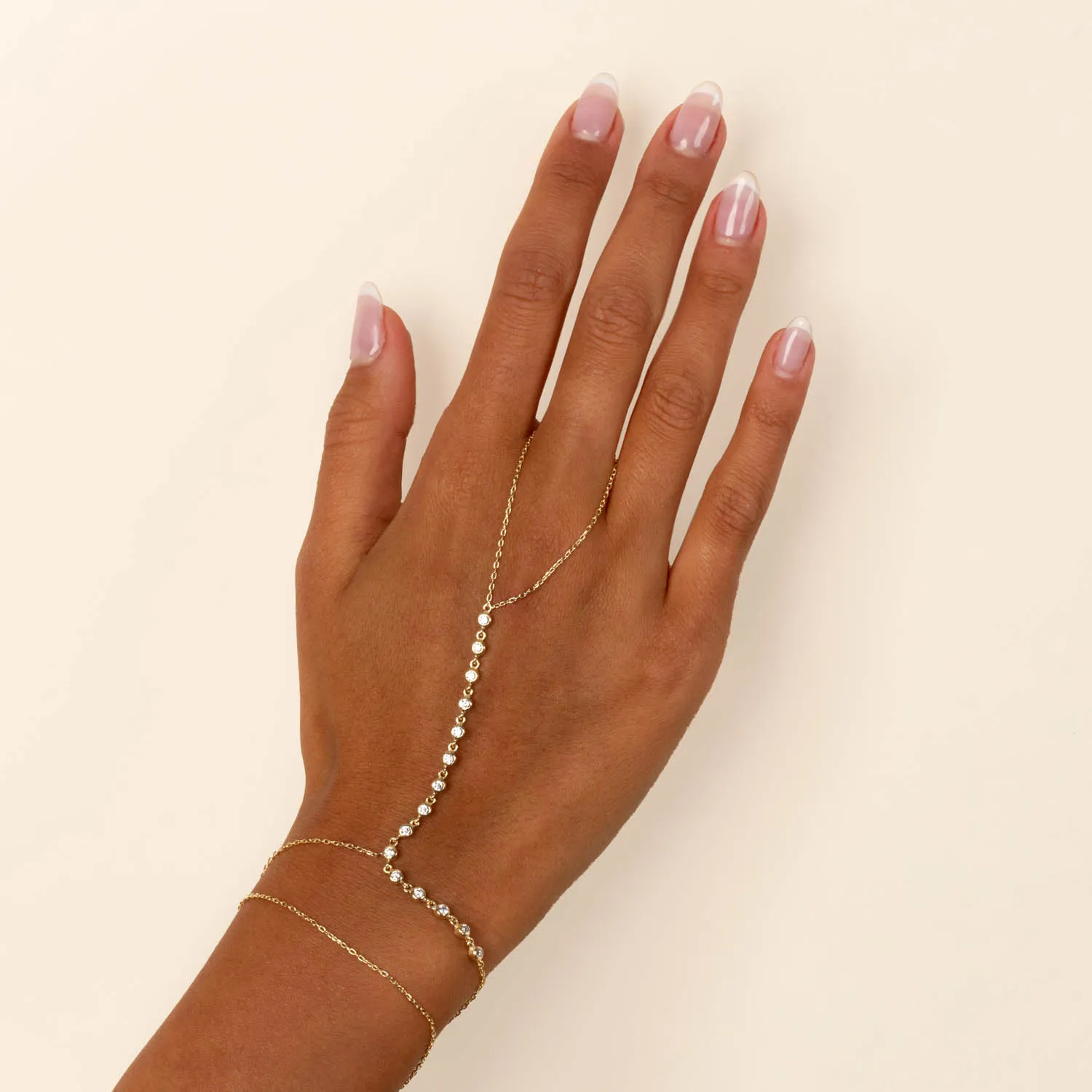 Bezel Hand Chain Bracelet