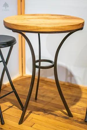 “Bistro” Table, Hand-forged Iron and Hand-milled Cherry