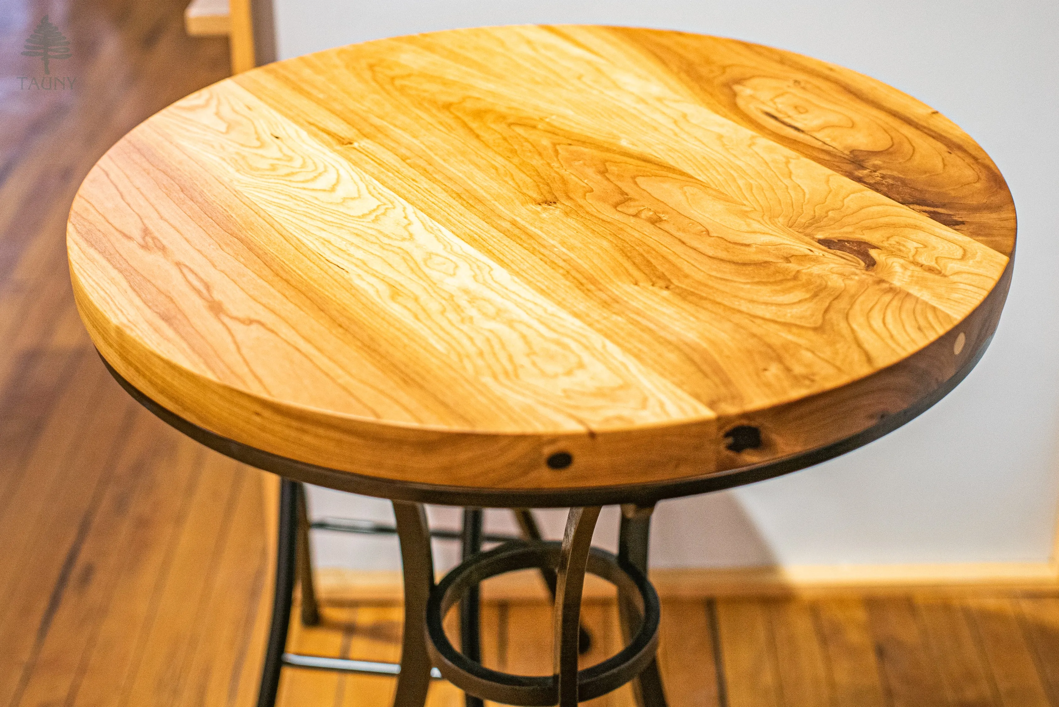 “Bistro” Table, Hand-forged Iron and Hand-milled Cherry