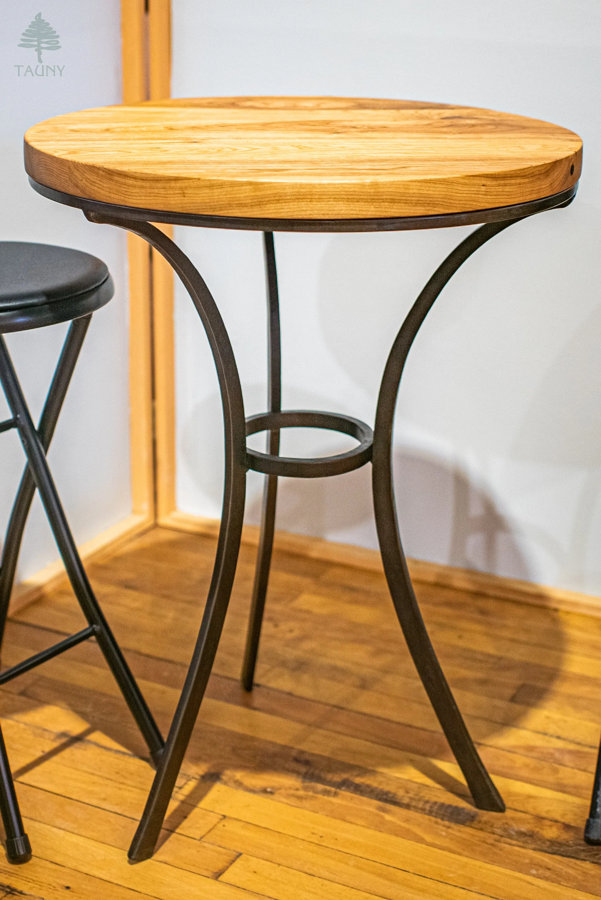 “Bistro” Table, Hand-forged Iron and Hand-milled Cherry