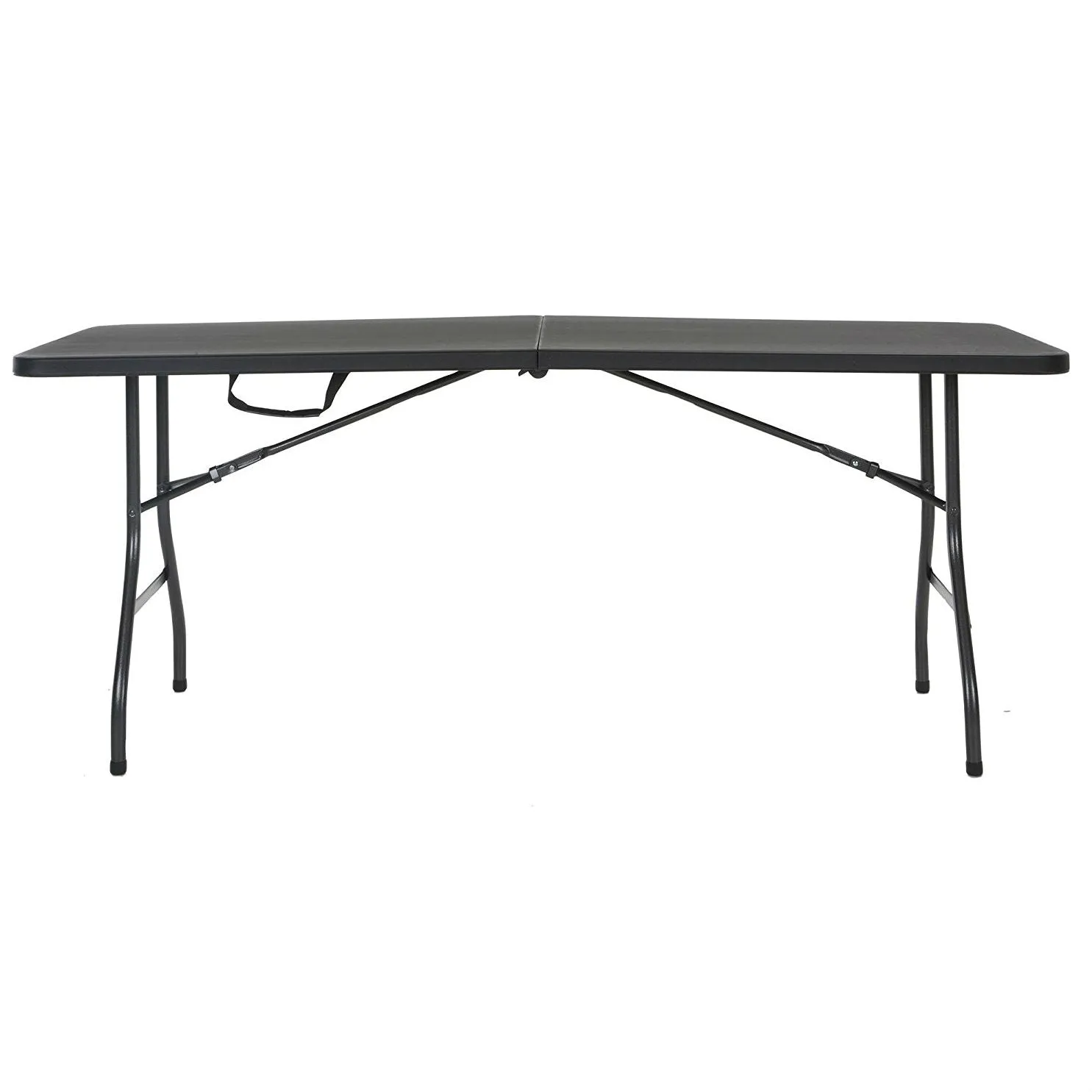 Black 6-Ft Centerfold Folding Table with Weather Resistant Top