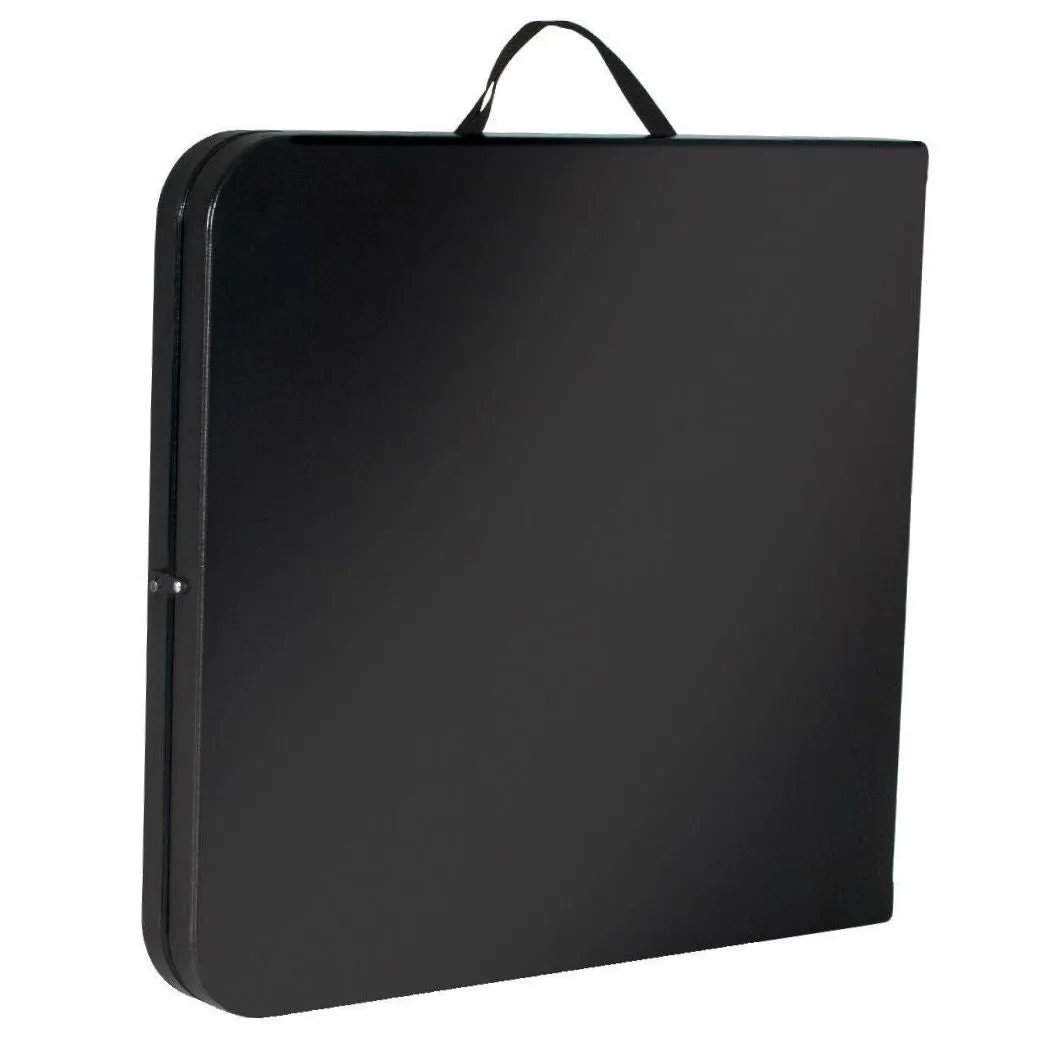 Black 6-Ft Centerfold Folding Table with Weather Resistant Top