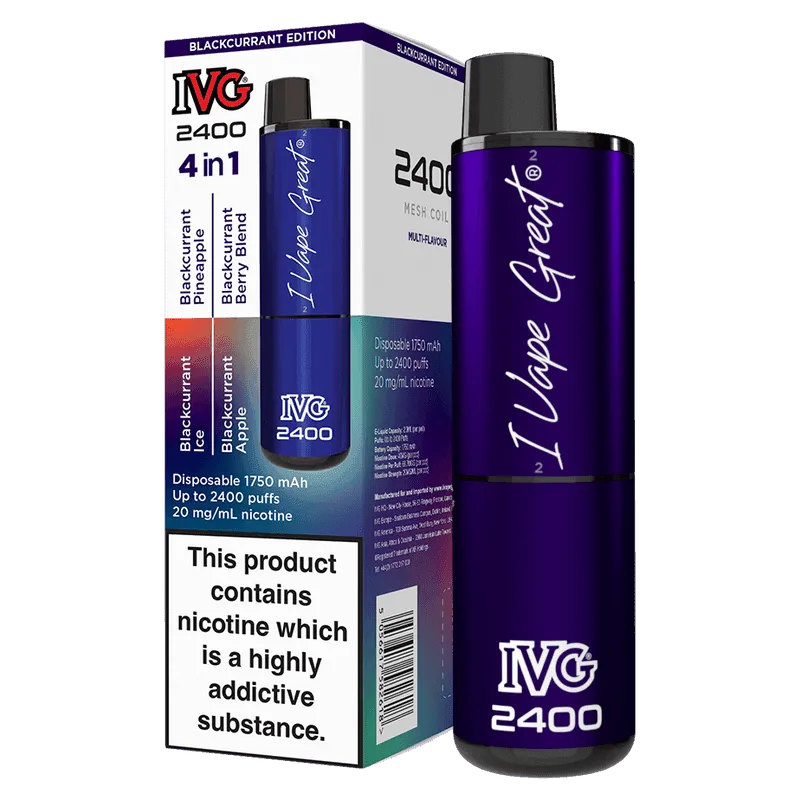 BLACKCURRANT EDITION - IVG 2400 DISPOSABLE VAPE - 20MG(2%)