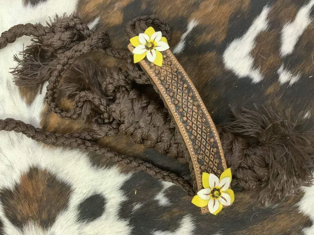 Braided Mule Style Halter with Lead Sunflower Print