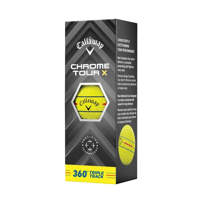 Callaway Chrome Tour X 360 Triple Track Yellow Golf Balls