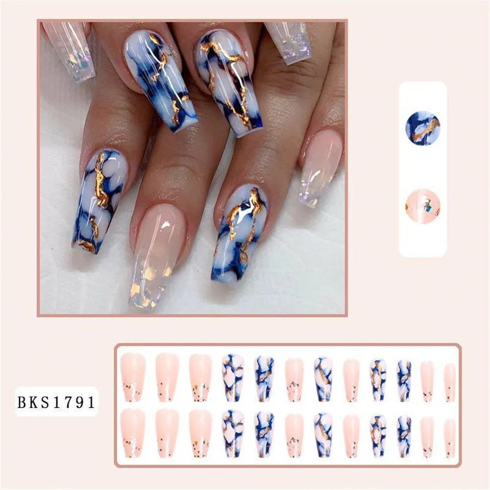 Coffin Ice blue cracked marble