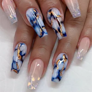 Coffin Ice blue cracked marble